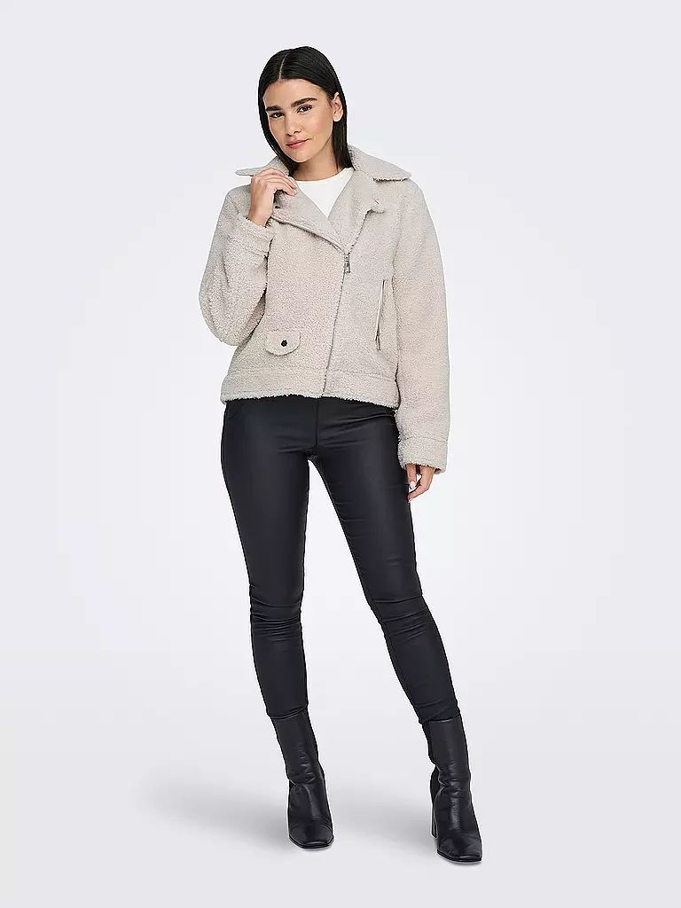 ONLY | Chaqueta de aspecto de piel ONLRIO TEDDY BIKER | Crema