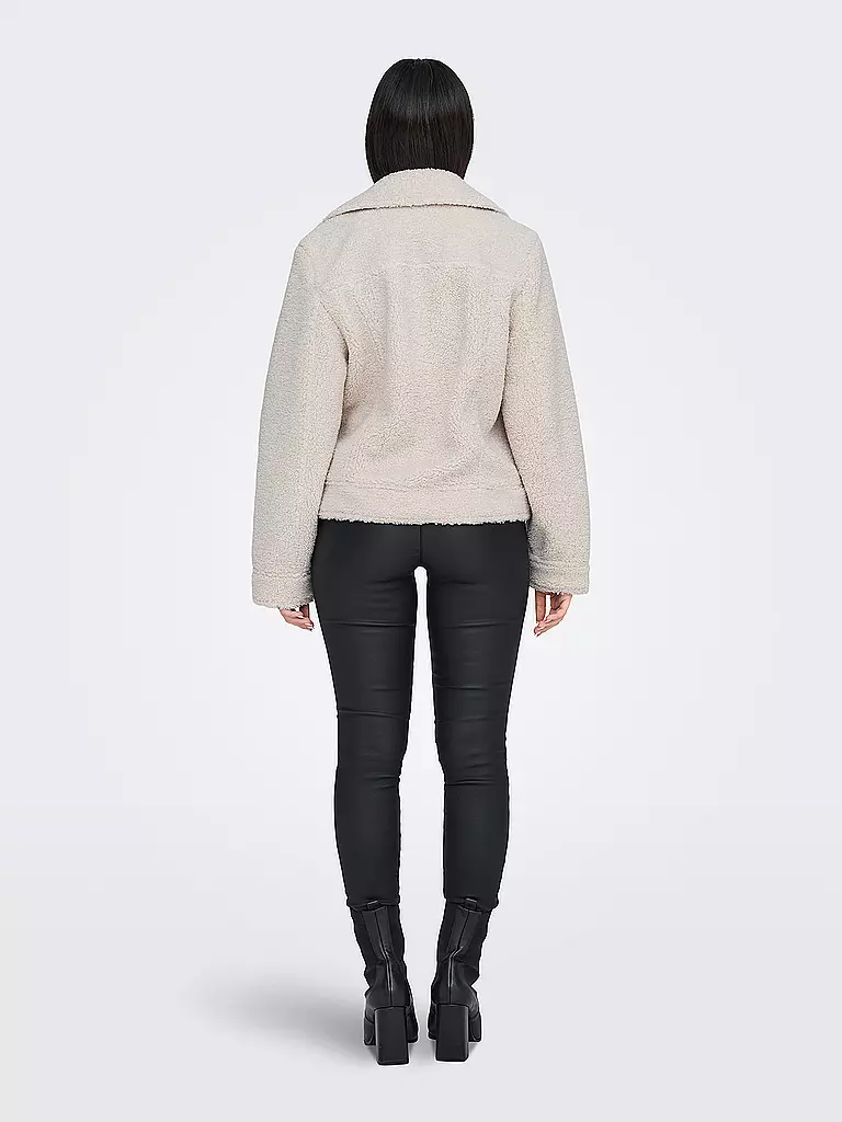 ONLY | Chaqueta de aspecto de piel ONLRIO TEDDY BIKER | Crema