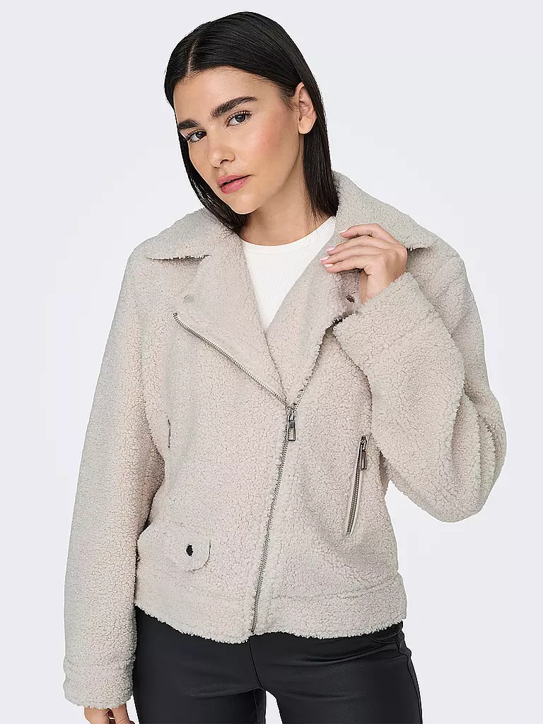 ONLY | Chaqueta de aspecto de piel ONLRIO TEDDY BIKER | Crema