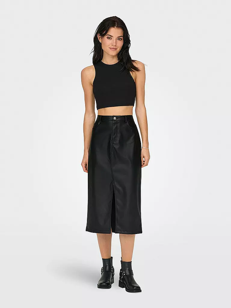 ONLY | Midirock in Lederoptik  | Negro