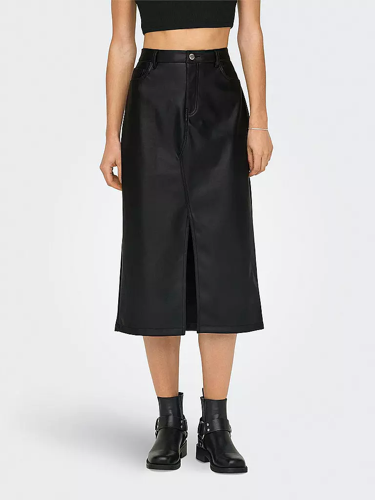 ONLY | Midirock in Lederoptik  | Negro