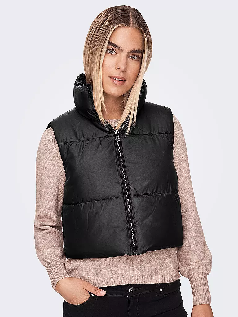 ONLY | Wendesteppgilet Cropped Fit ONLRICKY  | Negro
