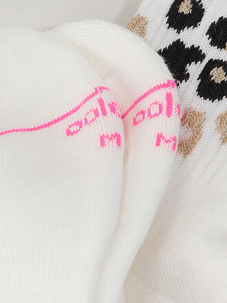 OOLEY | Calcetines LEO con estampado integral de leopardo, rosa neón y blanco