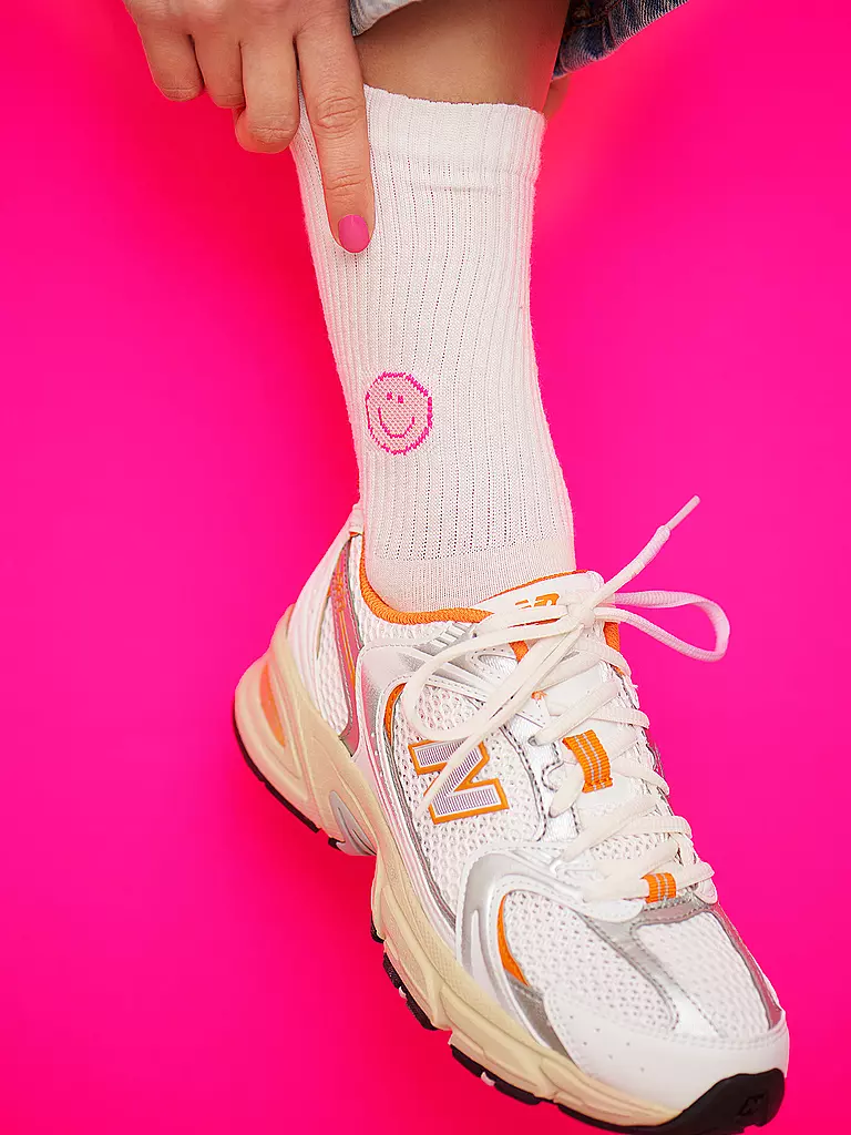 OOLEY | Calcetines ICON PINK SMILE blanco | Blanco