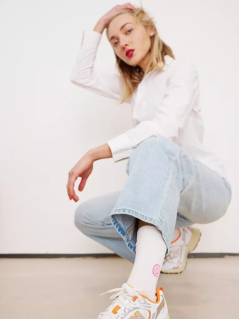 OOLEY | Calcetines ICON pink smile | Blanco