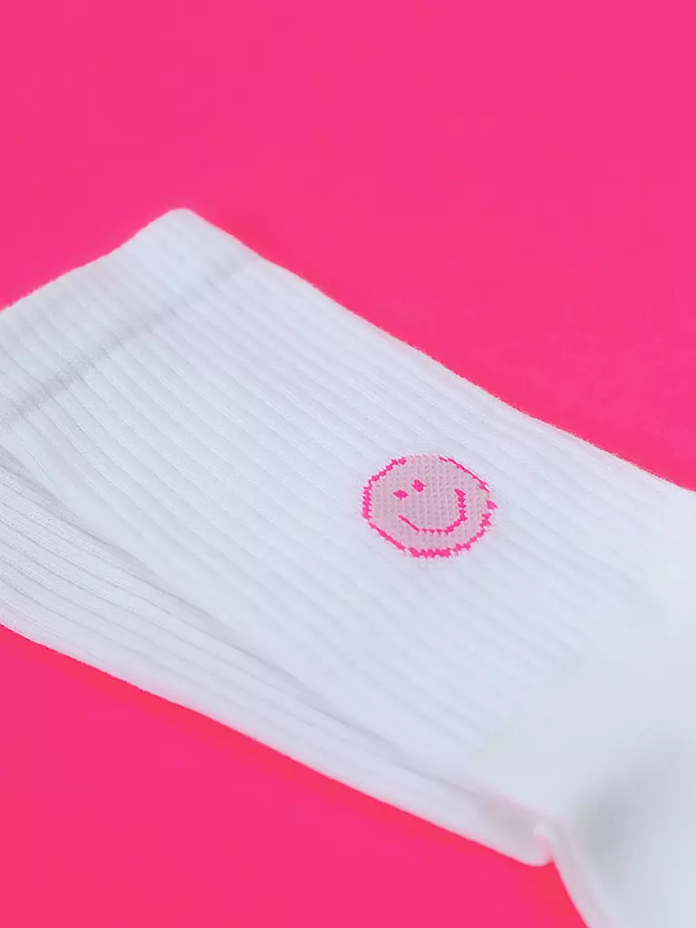 OOLEY | Calcetines ICON pink smile | Blanco