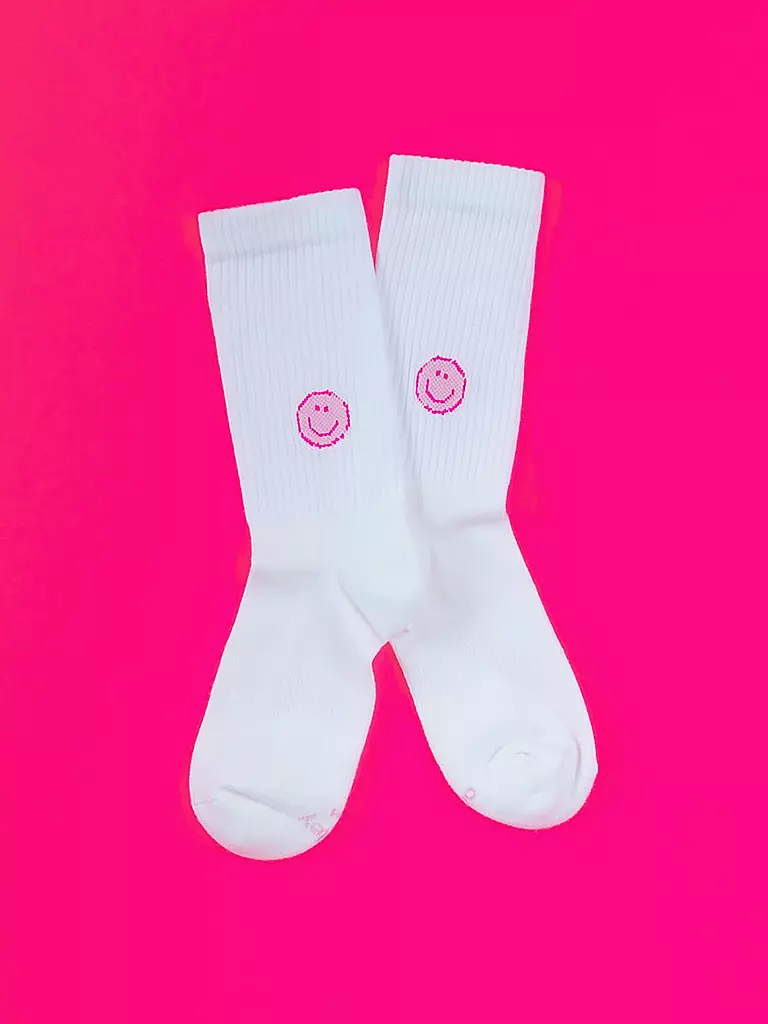 OOLEY | Calcetines ICON pink smile | Blanco