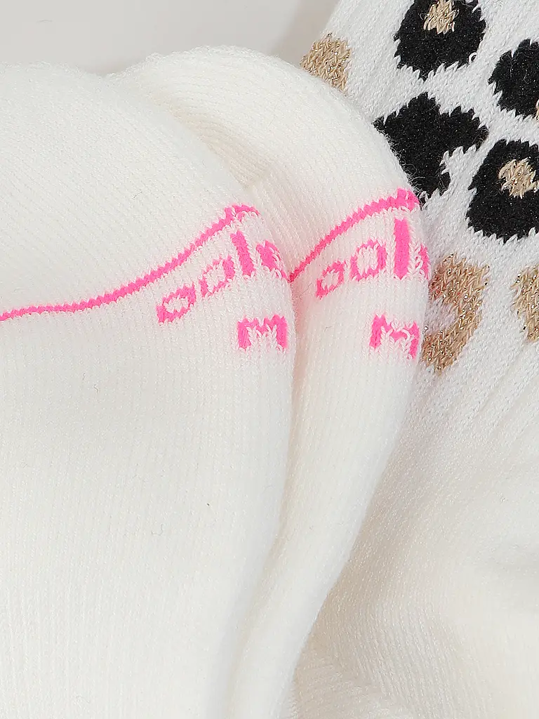 OOLEY | Calcetines LEO con estampado integral de leopardo, rosa neón y blanco | Blanco