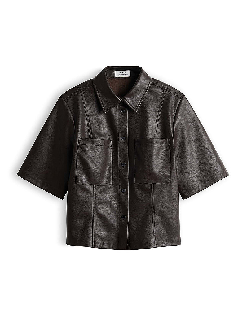 Opus Blusa camisera efecto piel FELEATHER marrón