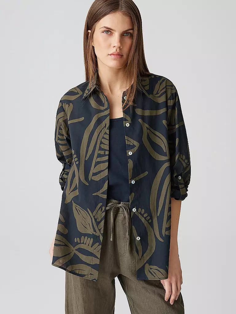 OPUS | Blusenshirt FUMINE TROPICAL | Azul oscuro