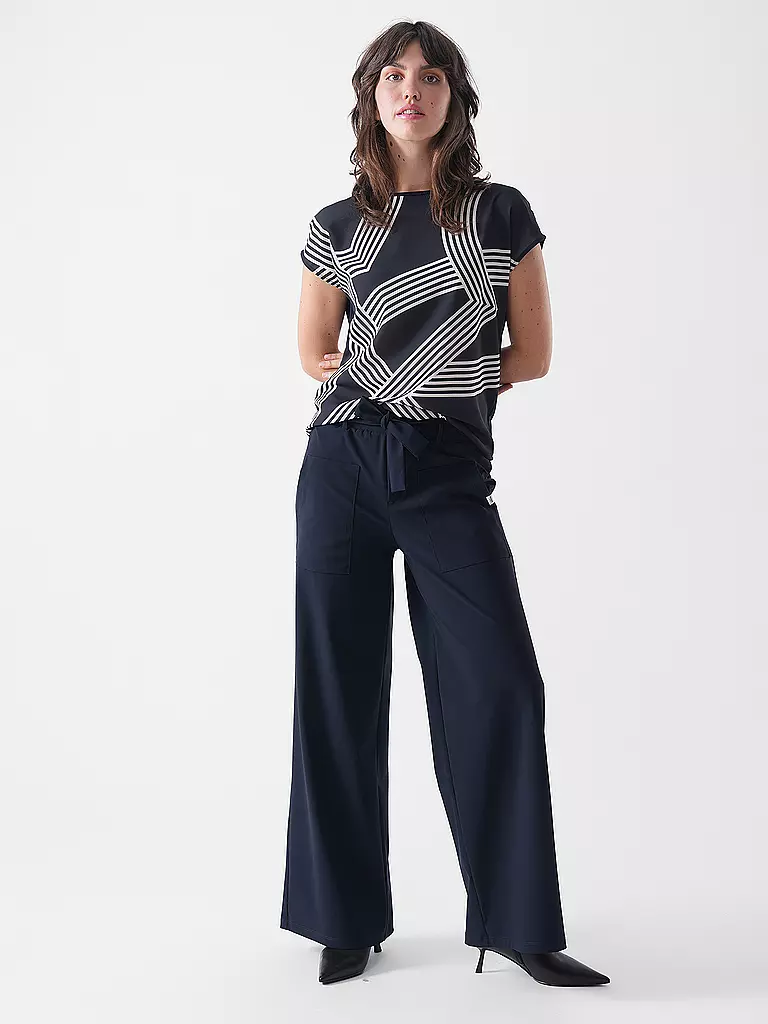 OPUS | Blusenshirt SABETHI PRINT | Azul oscuro