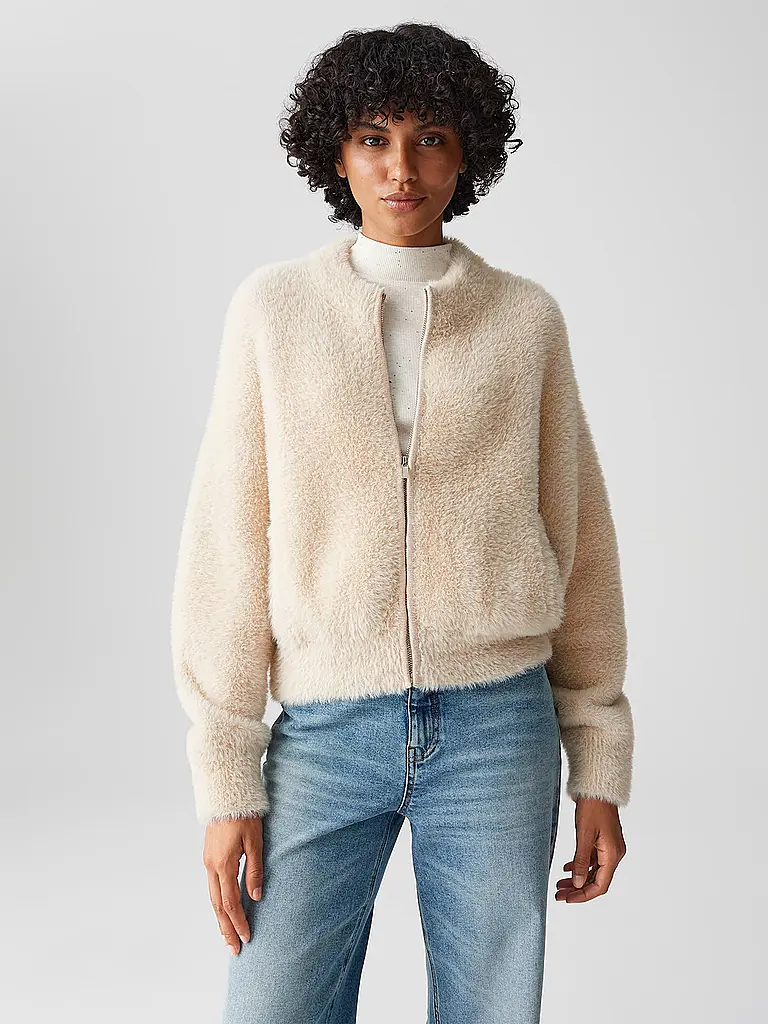 OPUS | Cárdigan con aspecto de piel DORES | Beige