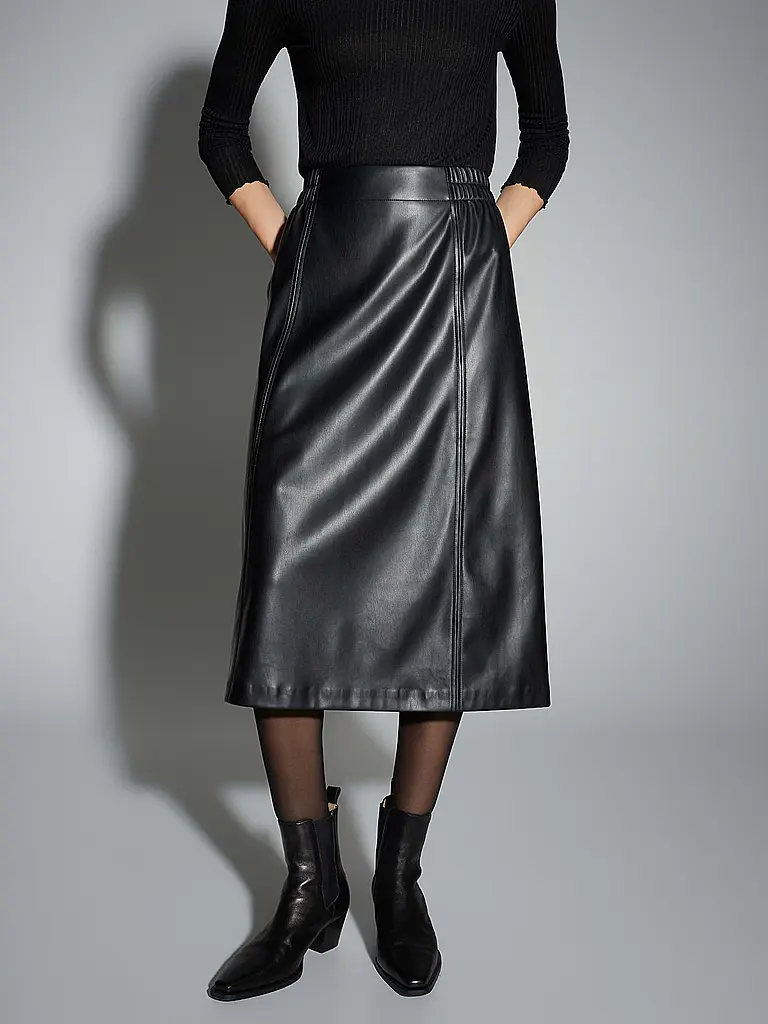 OPUS | Falda de efecto cuero ROGA | Negro