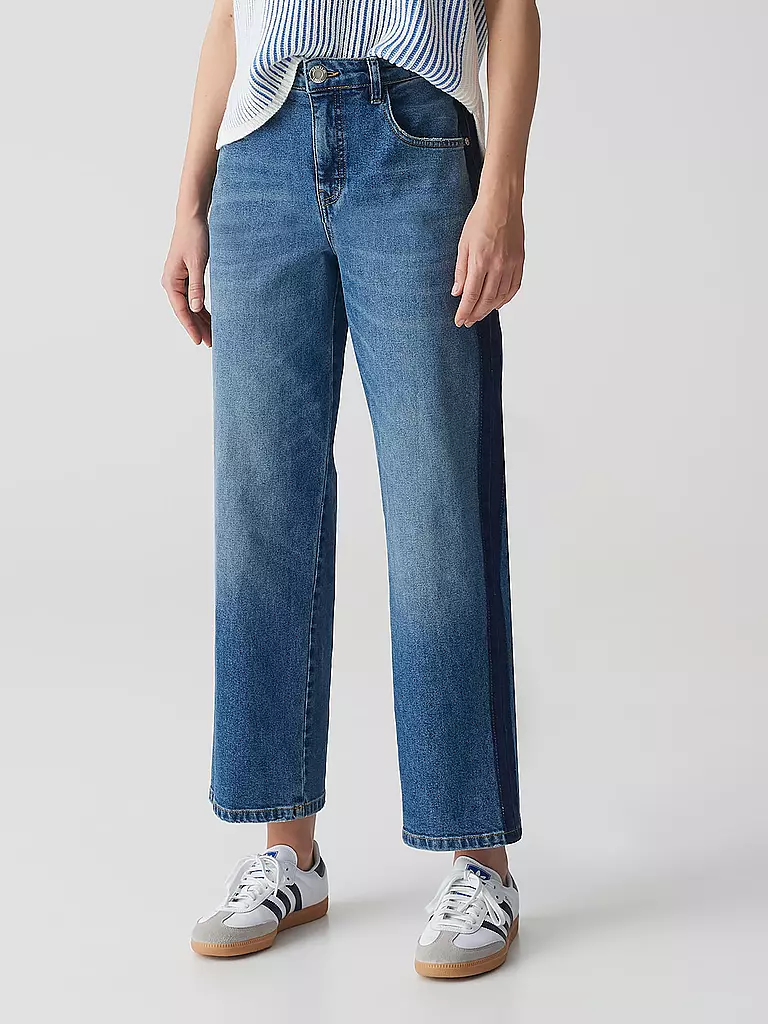OPUS | Jeans de corte recto 7/8 LANI STRIPE | Azul