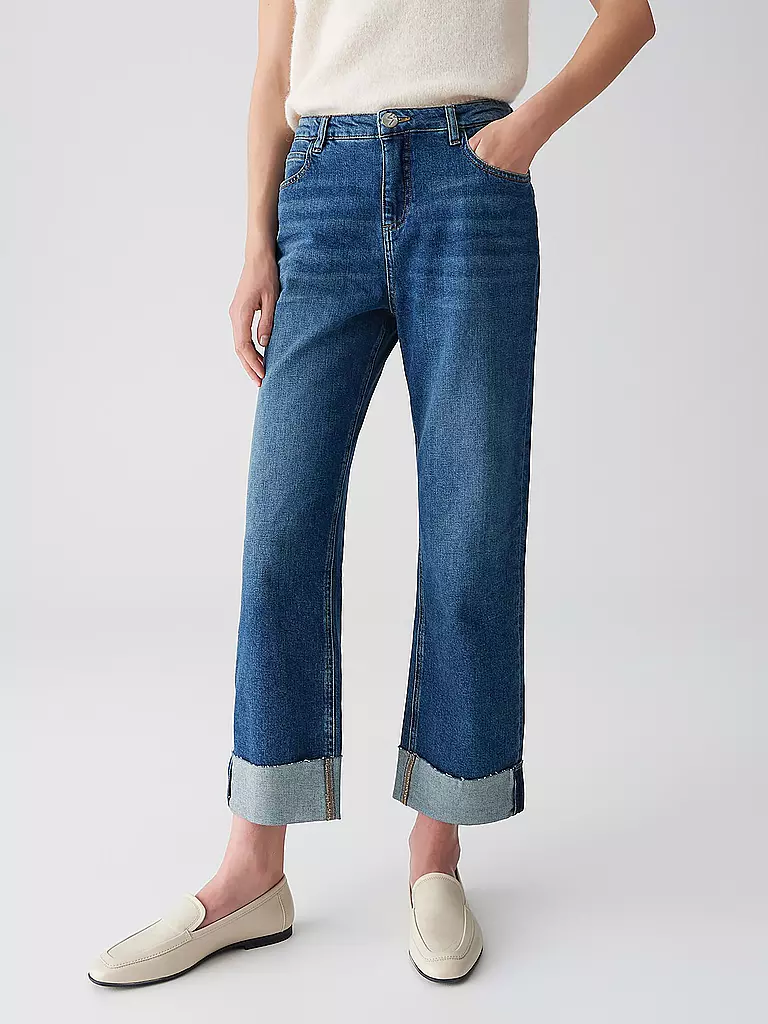OPUS | Jeans de corte recto LANI TURN UP | Azul