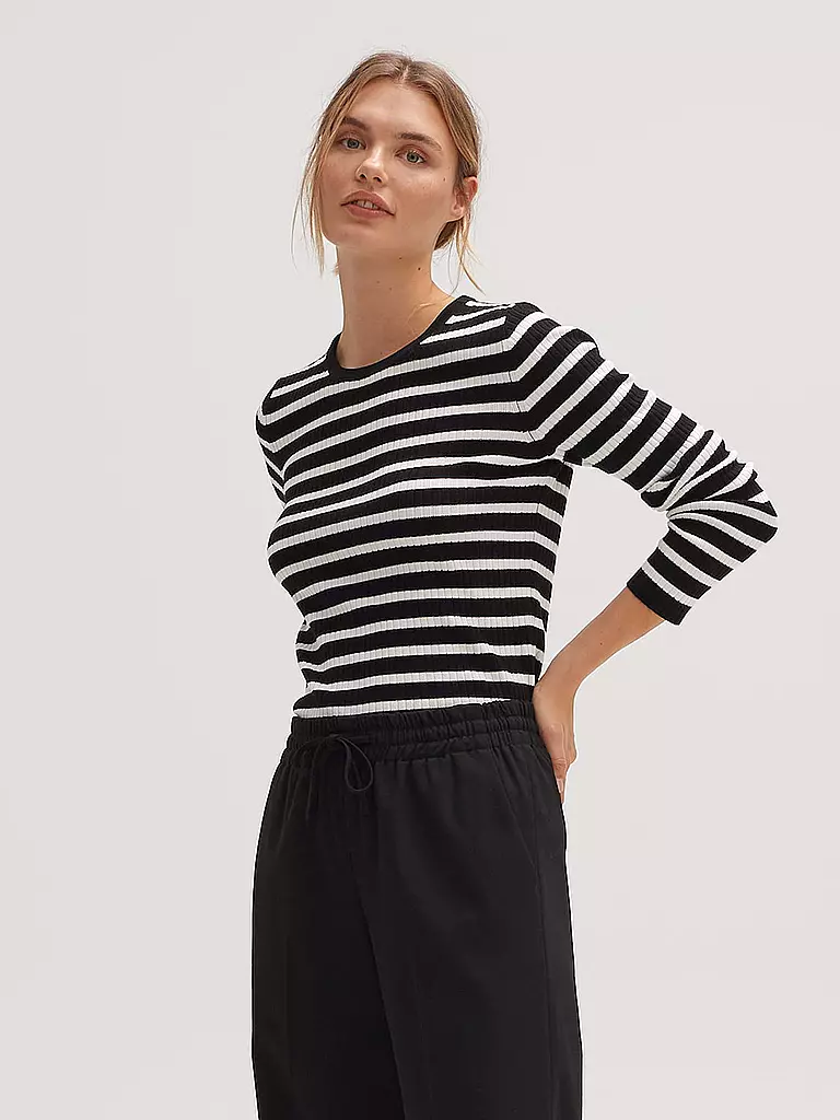 OPUS | Langarmshirt PIJANO STRIPE | Negro