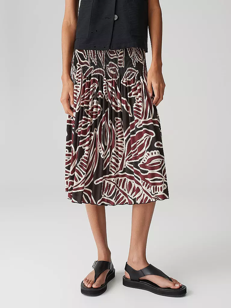 OPUS | Midi falda RIBANE TROPICAL | Rojo oscuro