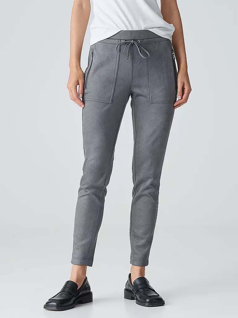 OPUS | Pantalón de efecto cuero ELVINA CARGO | Gris
