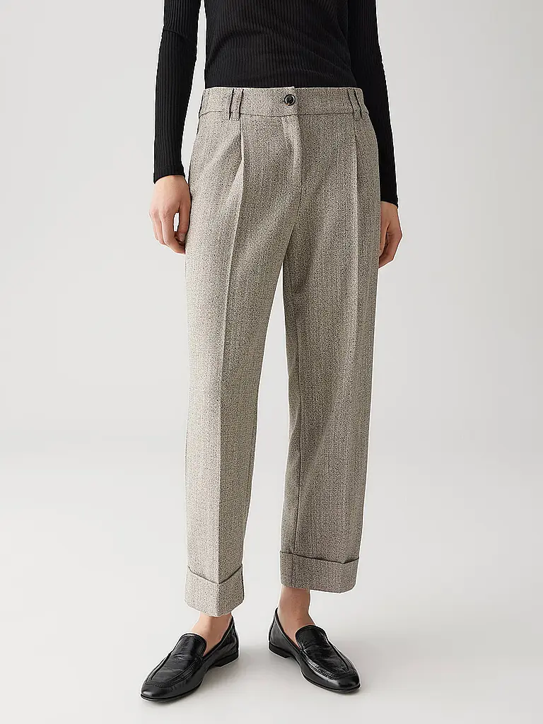OPUS | Pantalón de vestir MEERI HERRINGBONE | Beige