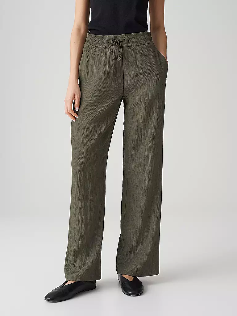 OPUS | Pantalón Jogging Fit MAROU CRINKLE | Verde oscuro