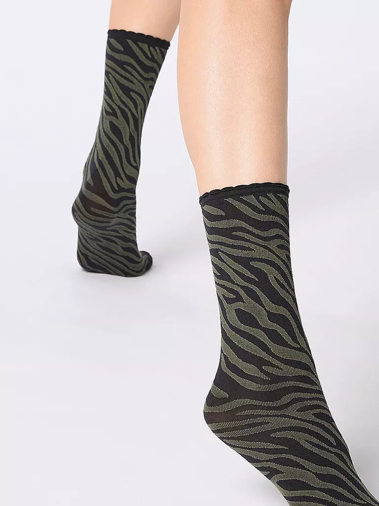OROBLU | Calcetines finos SAVAGE 50 black / military | Oliva