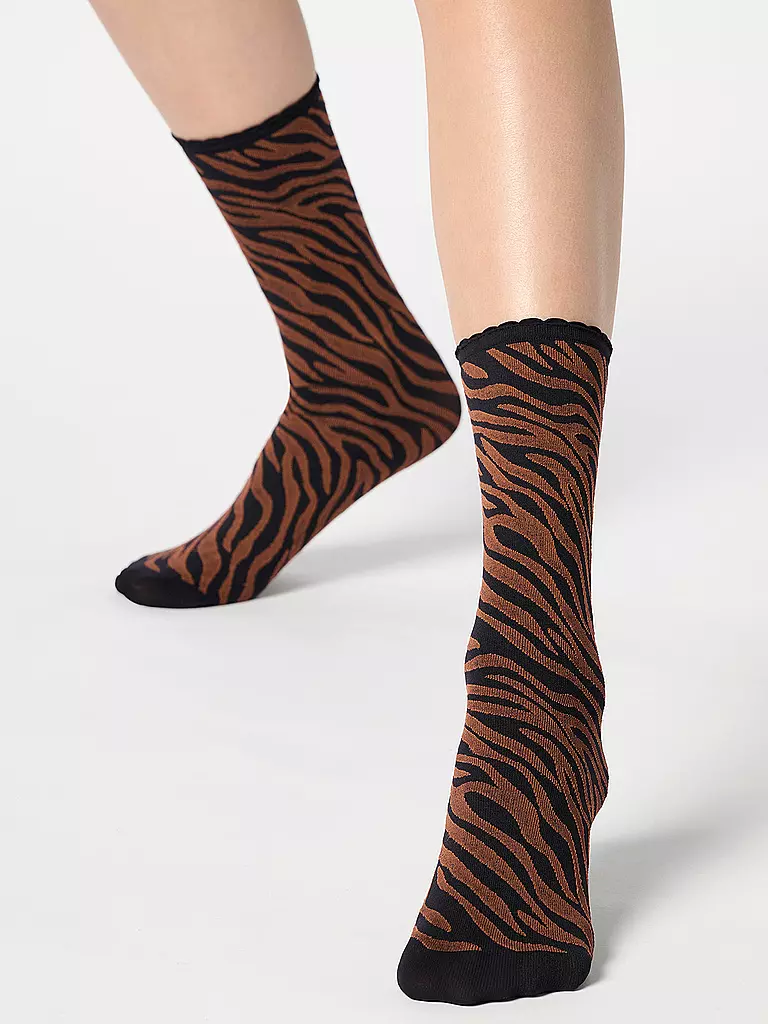 OROBLU | Calcetines finos SAVAGE 50 negro / cacao | Marrón