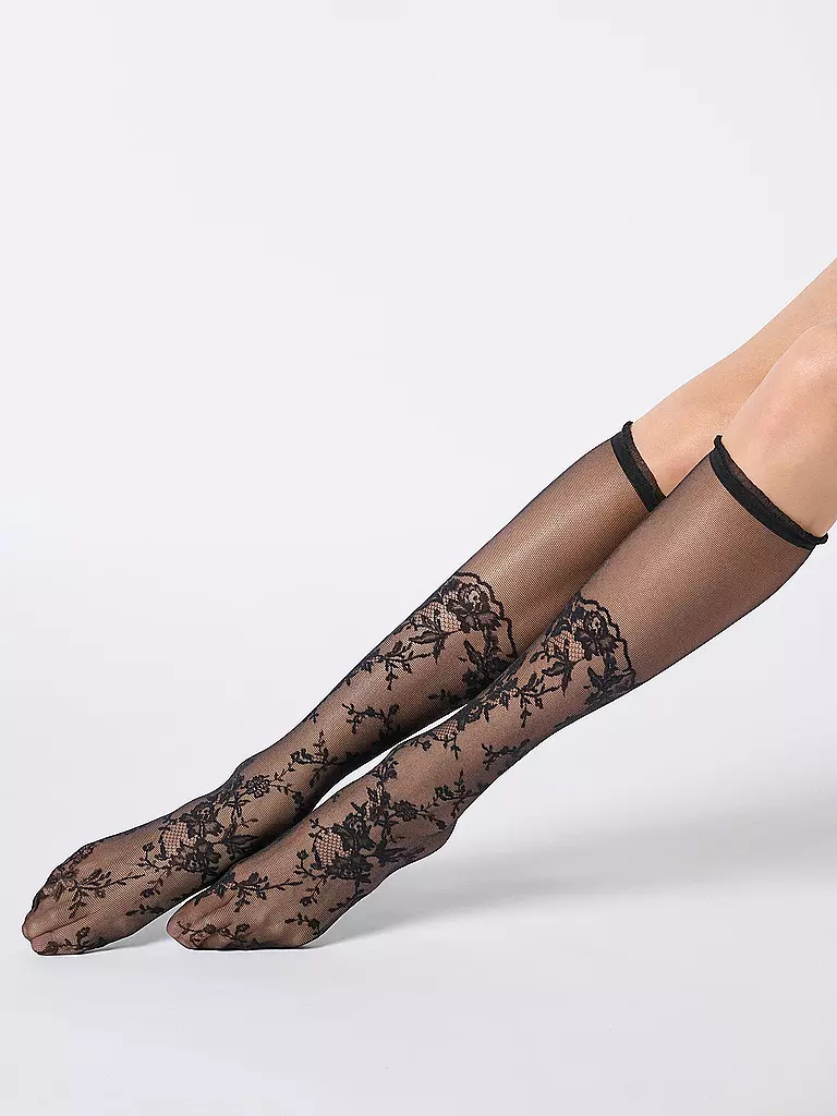 OROBLU | Calcetines hasta la rodilla SEDUCTIVE LACE 20 negro |