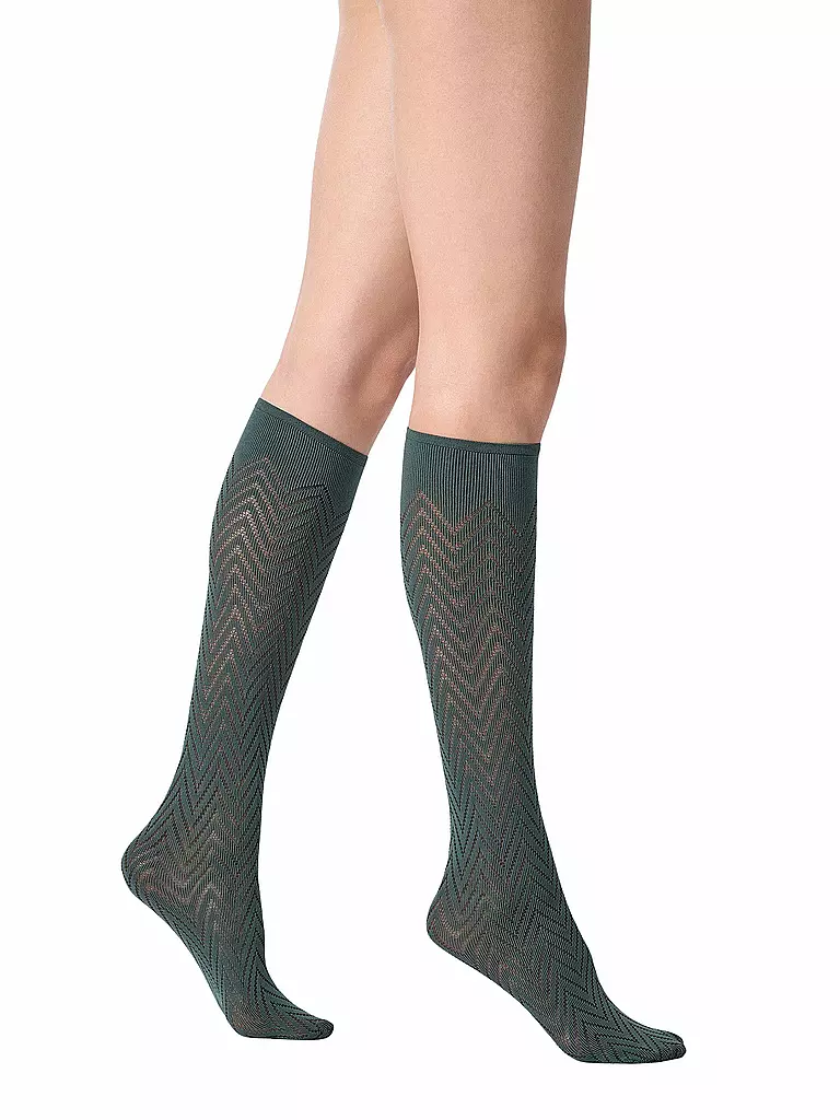 OROBLU | Calcetines hasta la rodilla TWEED 40 forest 2 | Verde oscuro