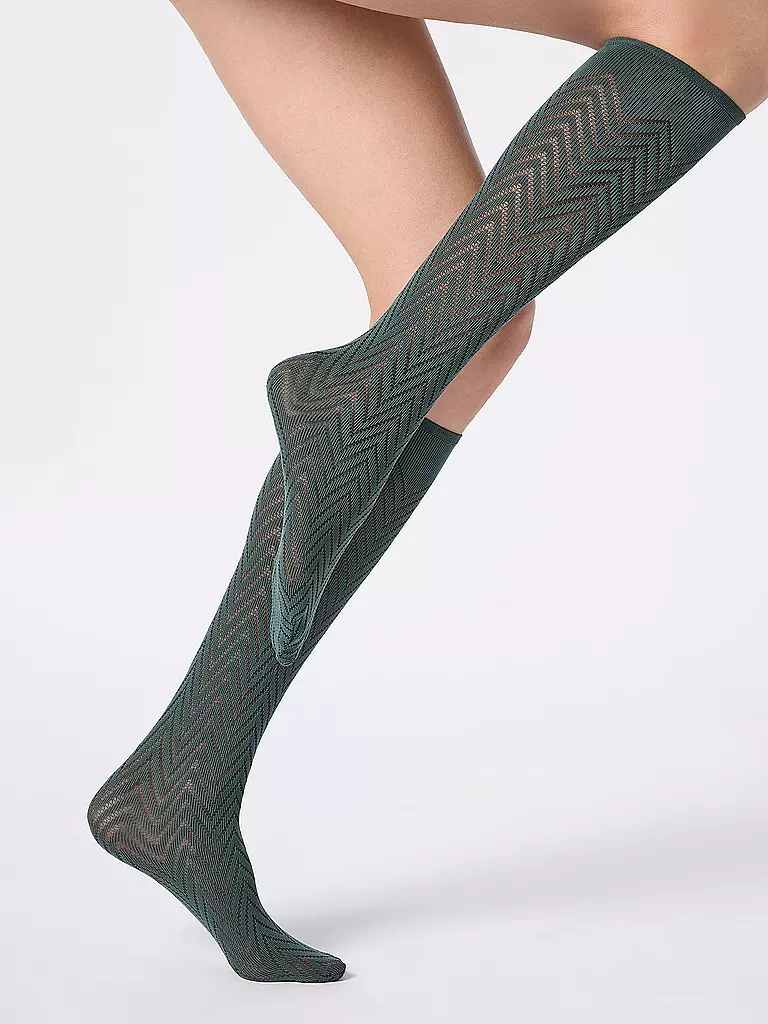 OROBLU | Calcetines hasta la rodilla TWEED 40 forest 2 | Verde oscuro