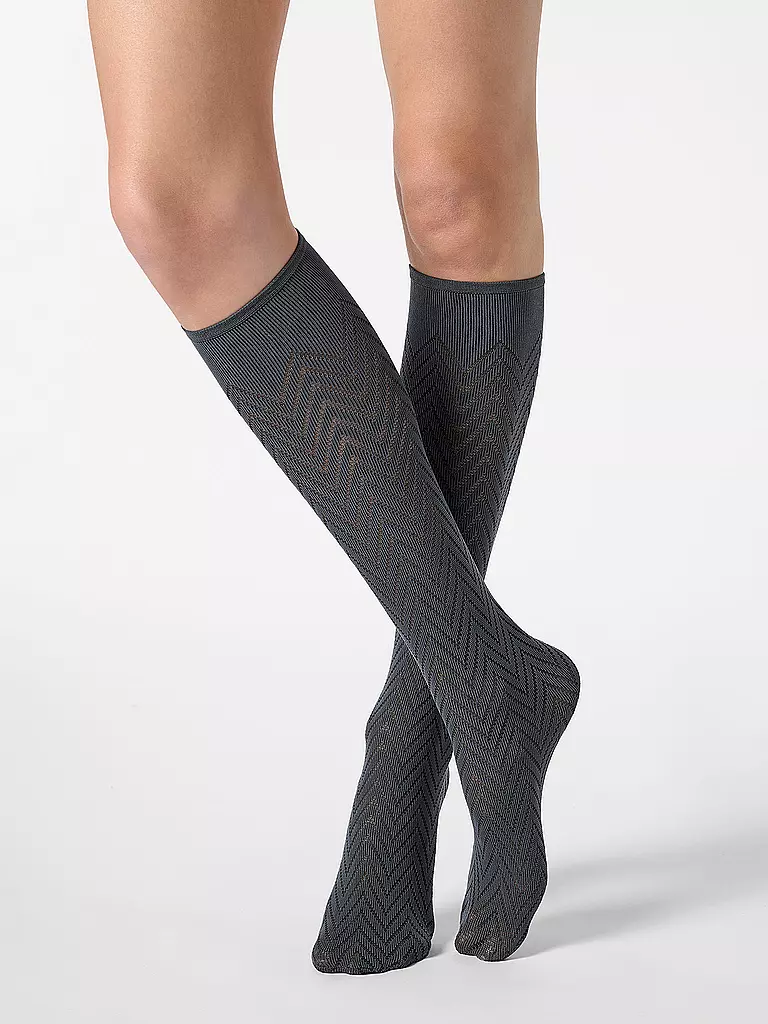 OROBLU | Calcetines hasta la rodilla TWEED 40 nearly black | Gris