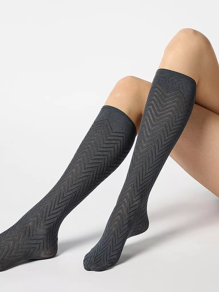 OROBLU | Calcetines hasta la rodilla TWEED 40 nearly black | Gris