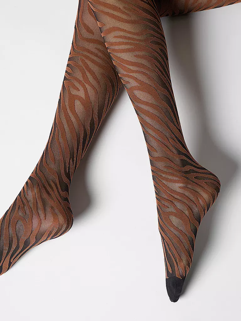 OROBLU | Medias de moda SAVAGE ZEBRA 30 black / cacao | Marrón