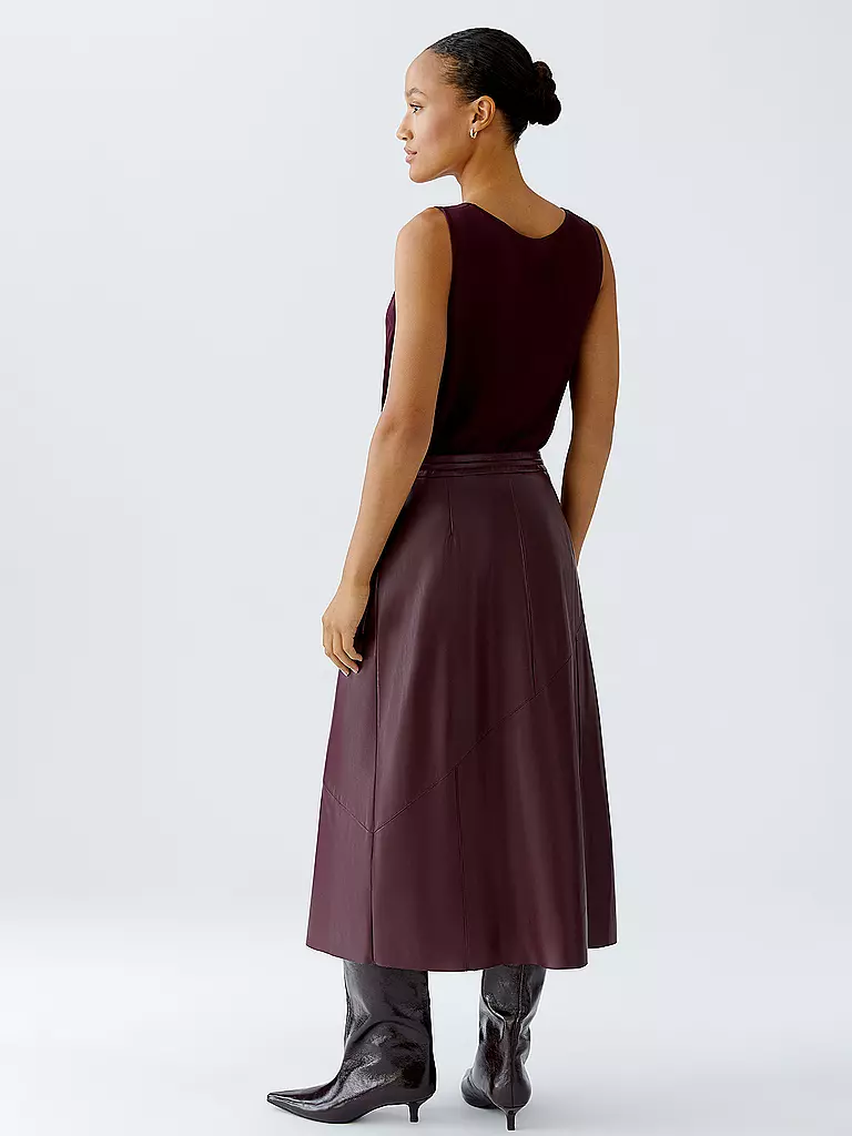 OUÍ | Falda cruzada efecto piel | Rojo oscuro