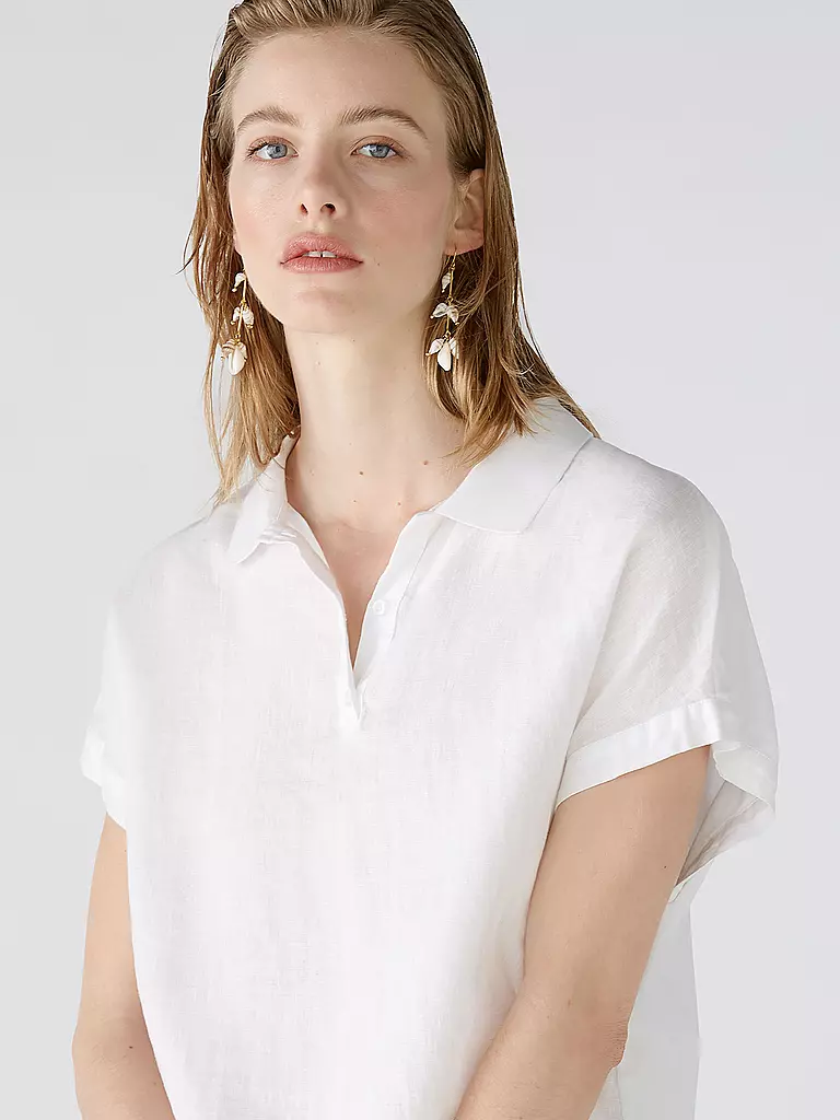 OUÍ | Leinenbluse | Blanco