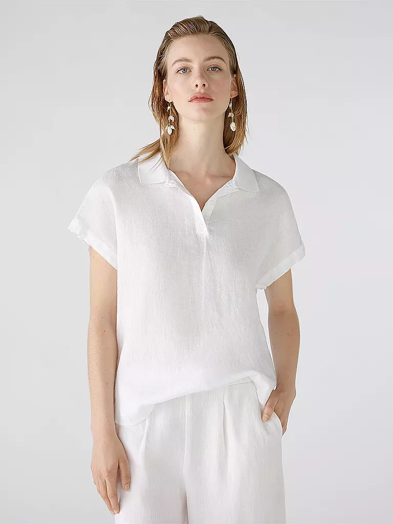 OUÍ | Leinenbluse | Blanco