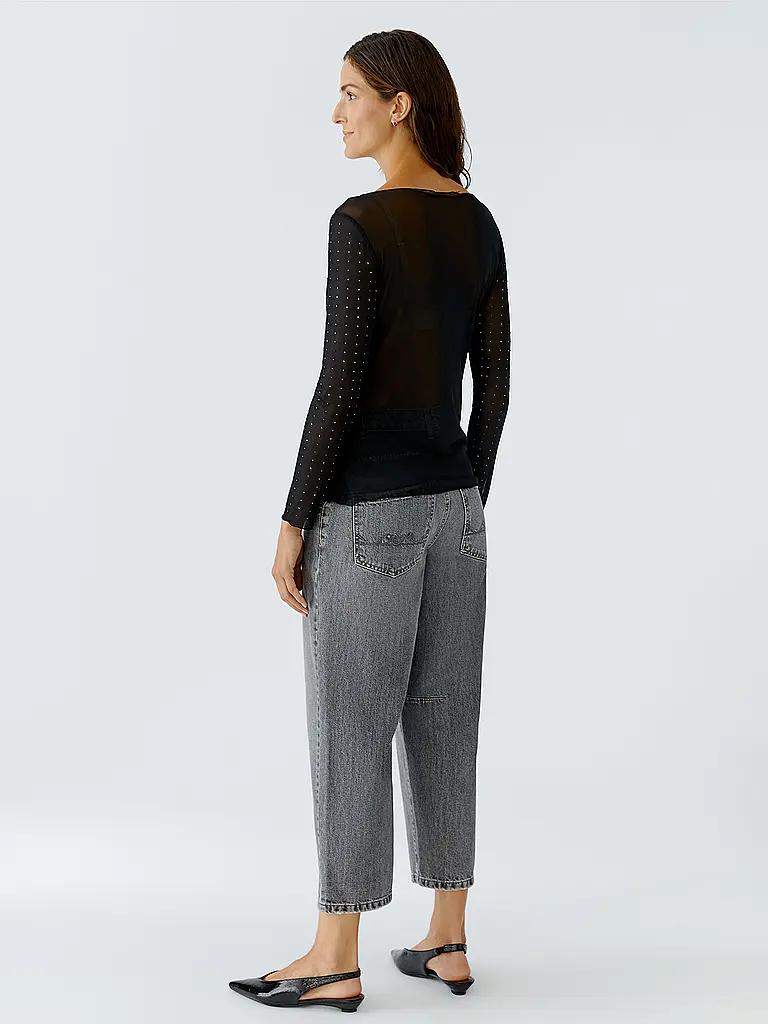 OUÍ | Nombre del producto: Camiseta de manga larga
Marca: OUÍ
Color: negro
Categorías: Moda, Mujer

Largo de manga: Manga larga
Escote: Cuello barco
Material: Jersey, Poliéster / Poliamida, Elástico
Diseño: Liso
Corte (Prenda superior): Slim
Detalles: Estr | Negro