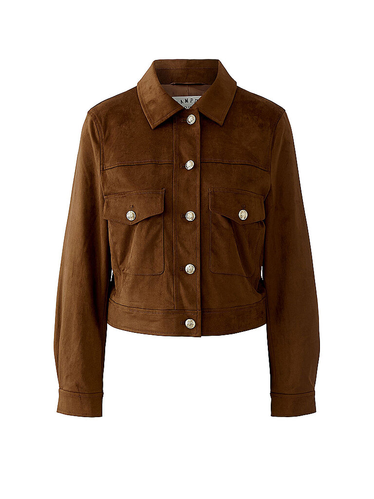 OUÍ Chaqueta de imitación de cuero marrón