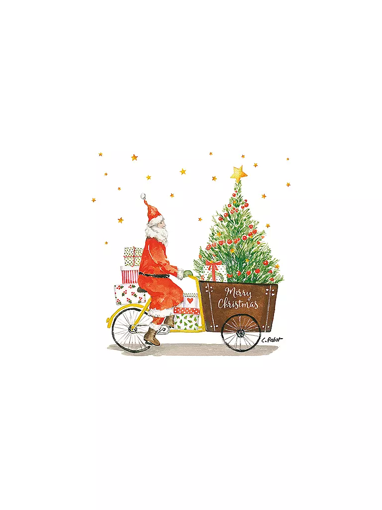 PAPER-PRODUCTS | Weihnachts Lunch-Servietten 33x33cm SANTA DELIVERY | Blanco