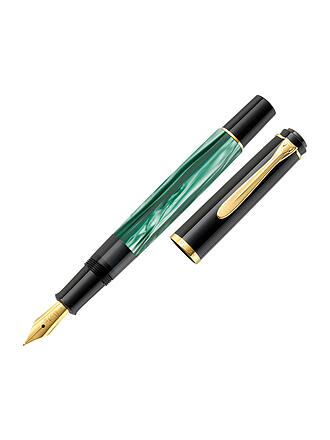 PELIKAN | Pluma estilográfica M200 verde veteado fino con estuche