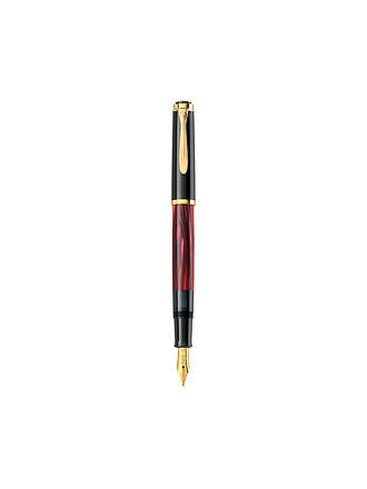 PELIKAN | Pluma estilográfica M200 roja jaspeada mediana con estuche