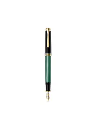 PELIKAN | Pluma estilográfica - Pluma de émbolo Souverän® M 400 Negro-Verde Medium | Verde oscuro