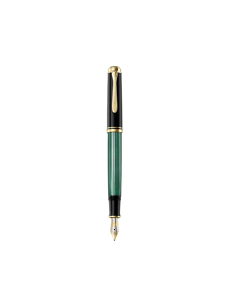 PELIKAN | Pluma estilográfica - Pluma de émbolo Souverän® M 400 Negro-Verde Medium | Verde oscuro
