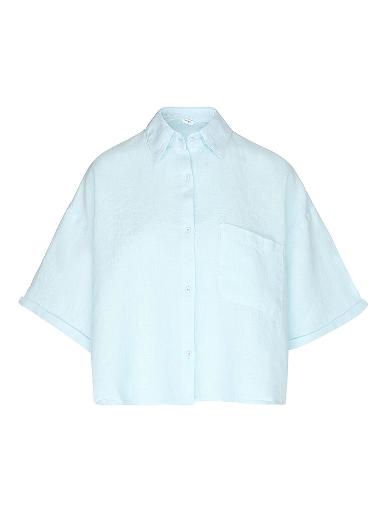 PENN&INK Blusa de lino azul claro