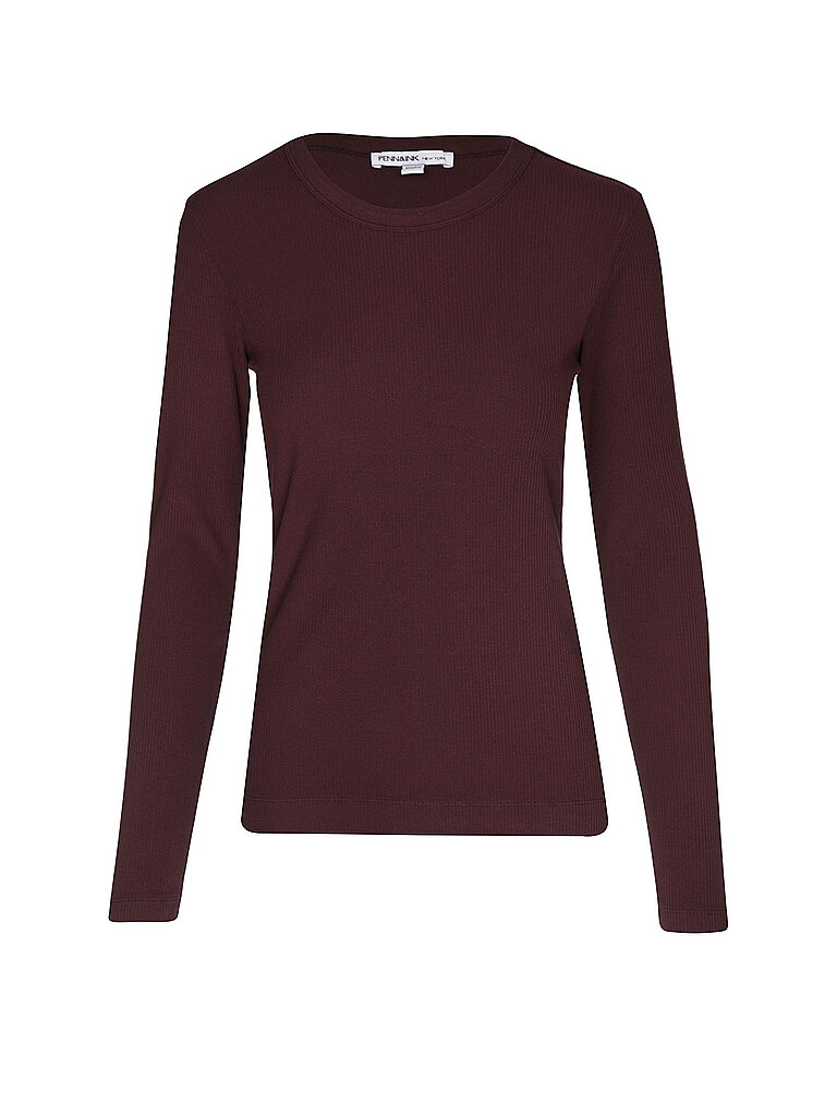 PENN&INK Camiseta de manga larga rojo oscuro