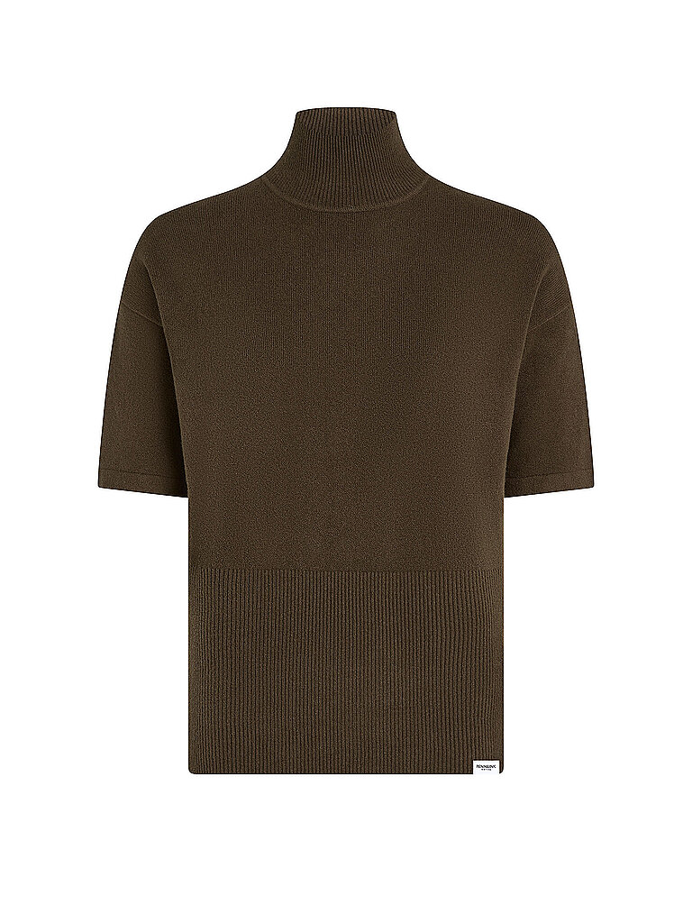 PENN&INK Jersey de cuello alto marrón