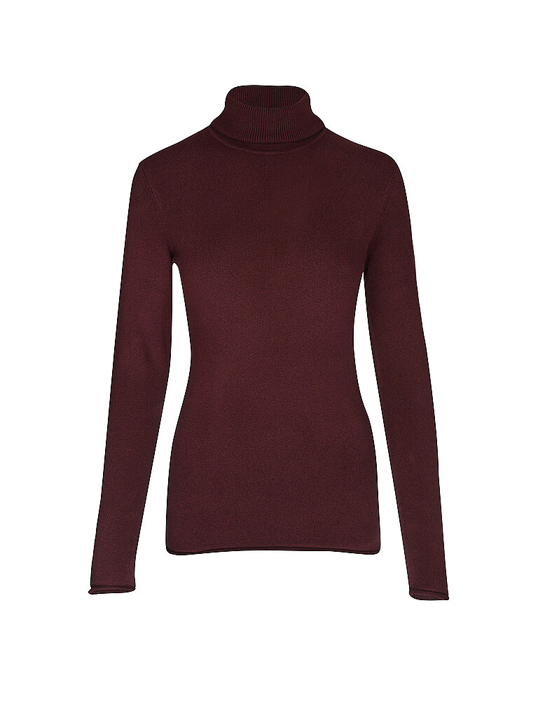 PENN&INK Jersey de cuello alto rojo oscuro