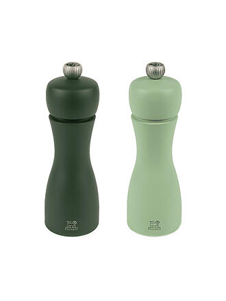 PEUGEOT | Juego de molinillo de pimienta y sal TAHITI WASSER 2 pzas. 15cm Haya / Verde claro y oscuro