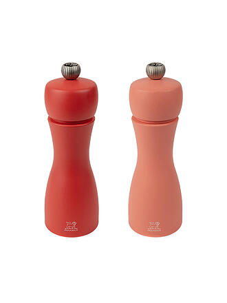 PEUGEOT | Juego de molinillo de pimienta y sal TAHITI FEUER 2 piezas 15cm Haya / Albaricoque y Rojo