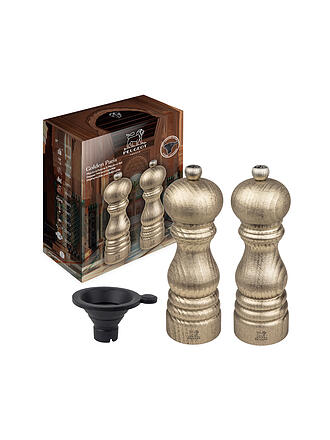 PEUGEOT | Set de molinillos de sal y pimienta GOLDEN PARIS 18cm madera de haya oro
