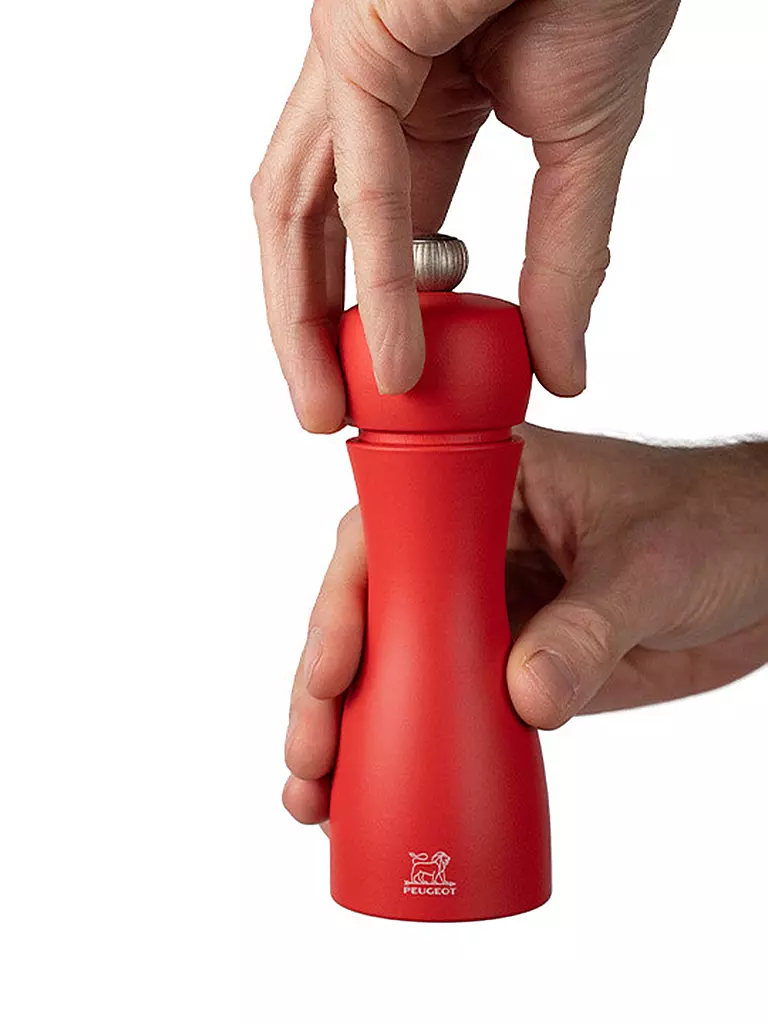 PEUGEOT | Juego de molinillo de pimienta y sal TAHITI FEUER 2 piezas 15cm Haya / Albaricoque y Rojo | 